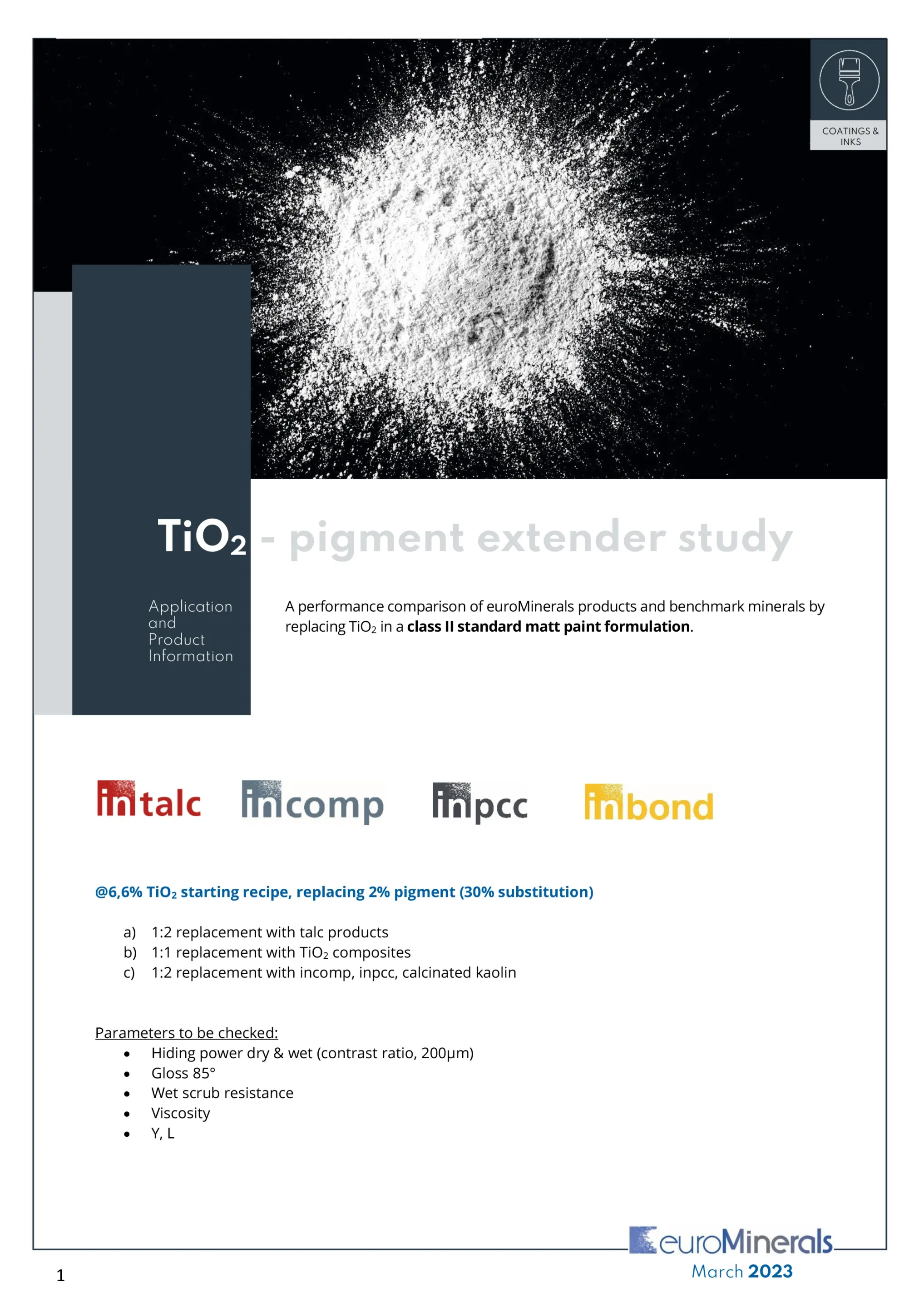 Ti02 – pigment extender study